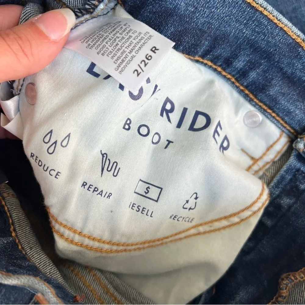 Lucky Brand Easy Rider Jean mid rise straight fit boot cut dark wash size 2 26 - Picture 12 of 16